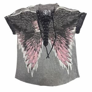 Affliction “Age of Winter Rust” Lace up Graphic T-shirt size Medium